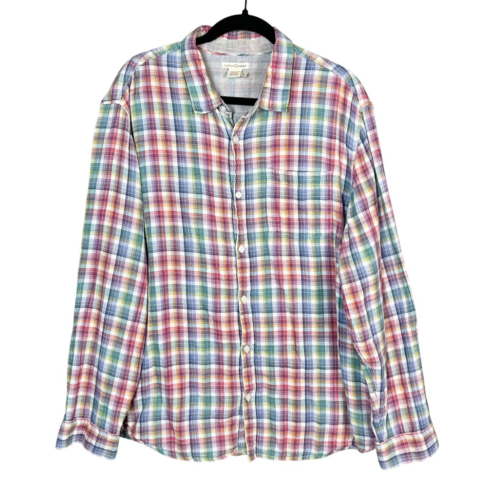 Carbon 2 Cobalt shirt Mens XL madras check cotton Button Down colorful Rainbow